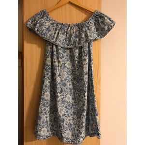 Off-the-shoulder Sunflower/Daisy Patterned Dress